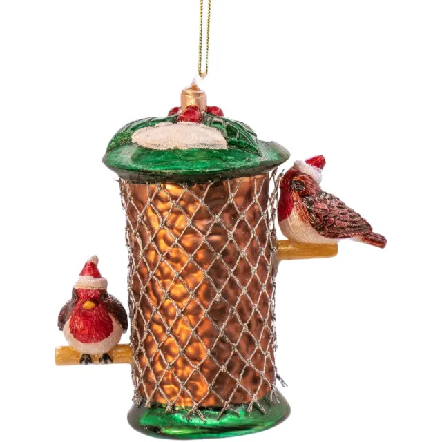Sass & Belle Roodborstjes op voederbak kerstbal - Sass & Belle bruin