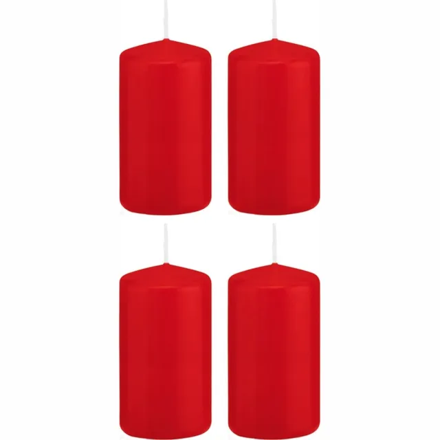 Trend Candles Cilinderkaars/stompkaars - 4x - rood - 6 x 12 cm - 40 branduren - met brandvertragende folie