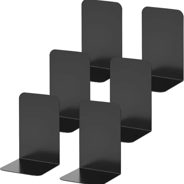 Famanu Boekensteunen van metaal, set van 6 stuks, 21 x 13,5 x 9 cm, zwart