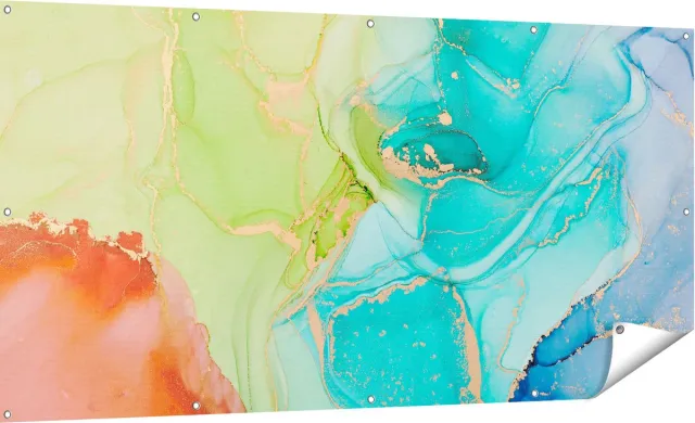Gards Tuinposter Abstracte Kunst - Kleurrijke Marmer - 180x90 cm - Tuindoek - Tuindecoratie - Wanddecoratie buiten - Tuinschilderij Multikleur