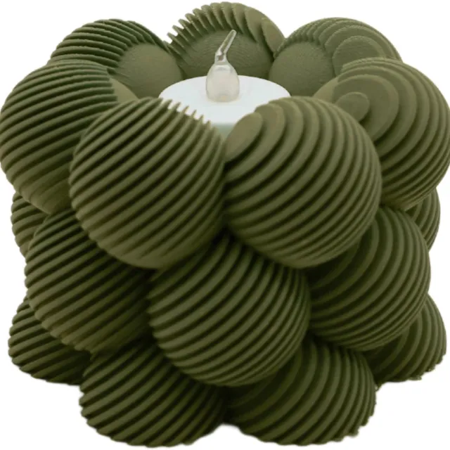 Lovora Waxinelichthouder Bubble Schuin Gestreept - Brons - 3d geprint - Moderne woonaccessoire - Stijlvolle waxinelichthouder