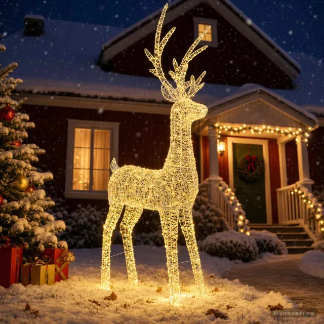 vidaXL Led-kerstverlichting rendier LOVIISA 1000 LED's Warmwit