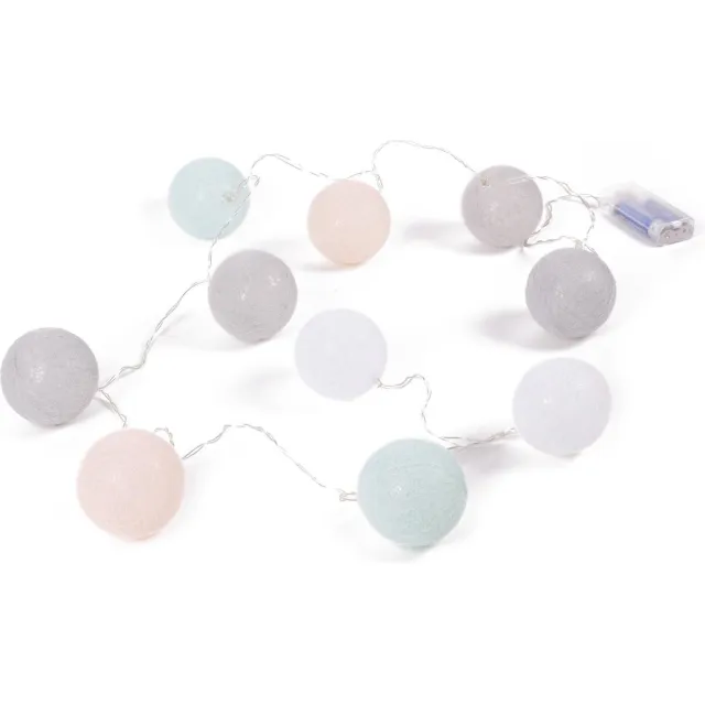 Benson Lichtsnoer - 10 LED lampen - veelkleurige cotton balls - 1,52 meter - batterijvoeding