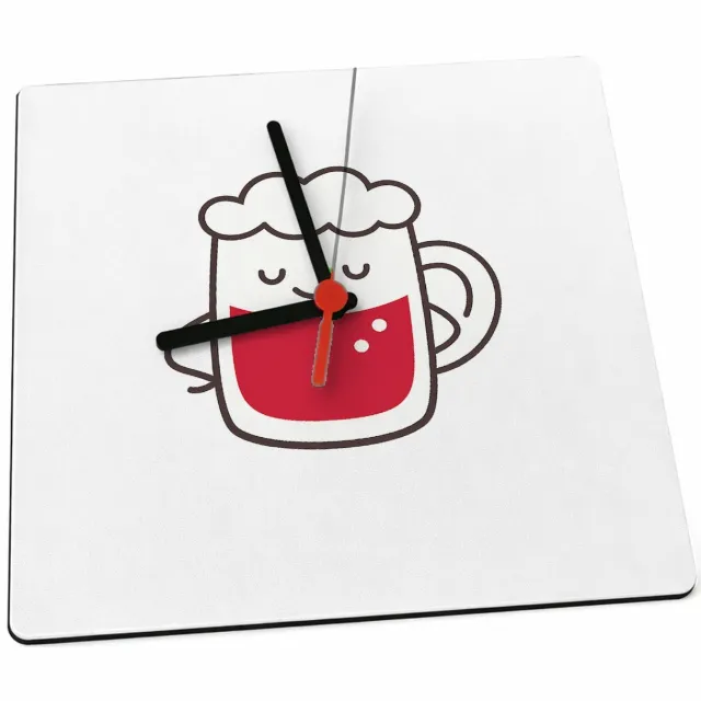 Mr Cadeautjes Klok 19 x 19 - design Een vrolijk biertje in een strak lijnontwerp met een ontspan | cadeau Wit