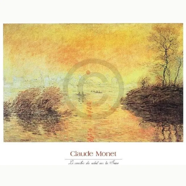PGM Kunstdruk Claude Monet - Le coucher du soleil la Seine 70x50cm Divers