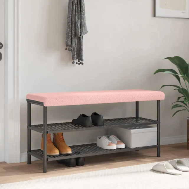 vidaXL Bankkussen Sherpa Stof Roze Diepte 35 cm