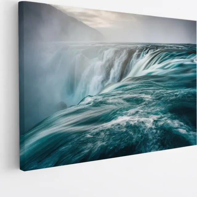 Saammp Canvas Schilderij - Waterval van dichtbij - Natuur - Botanisch - 150x100 - Foto op canvas - Wanddecoratie - Muurdecoratie Woonkamer - Slaapkamer decoratie - Canvas Print Multicolor