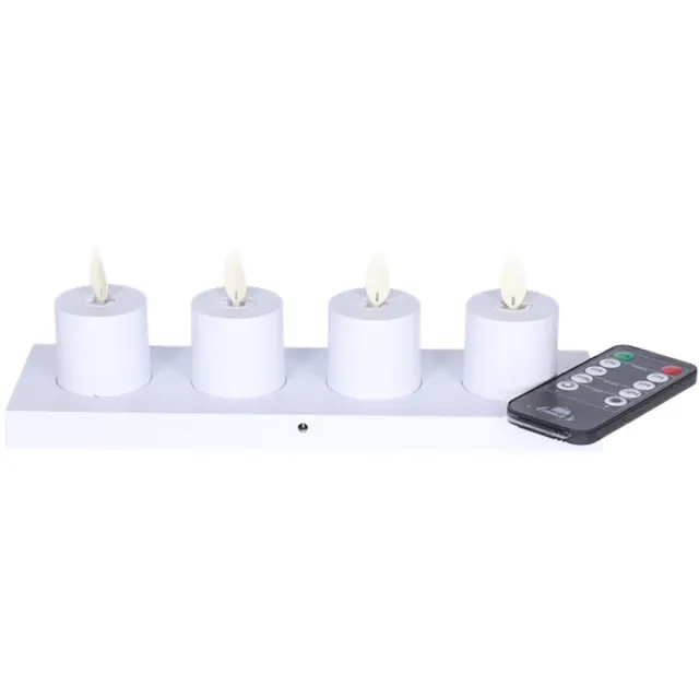 Anna's Collection LED theelichtjes - 4x st - oplaadbaar - wit - H6 cm - met oplaadstation en afstandsbediening