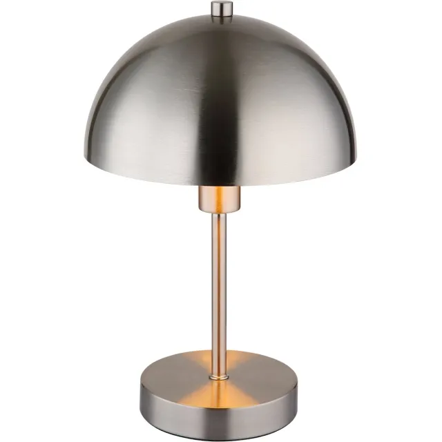 Globo Tafellamp Slaapkamerlamp Paddestoellamp zilver Leeslamp Bijzetlamp, metaal nikkel, E14 fitting, DxH 20x31 cm