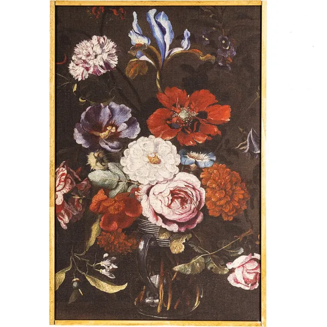 Clayre & Eef Schilderij 40x60 cm Zwart Rood Hout Bloemen