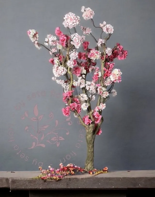 Seta Fiori Kunstbloesemboom Roze en Donkerroze 120 cm - Handgemaakt in Nederland - Echte Houten Stam - Sakura voor Binnen roze, donkerroze