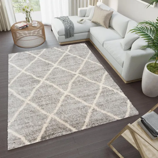Tapiso Versay Vloerkleed Hoogpolig Shaggy Boho Grijs Tapijt Maat- 120x170 Grijs Beige3