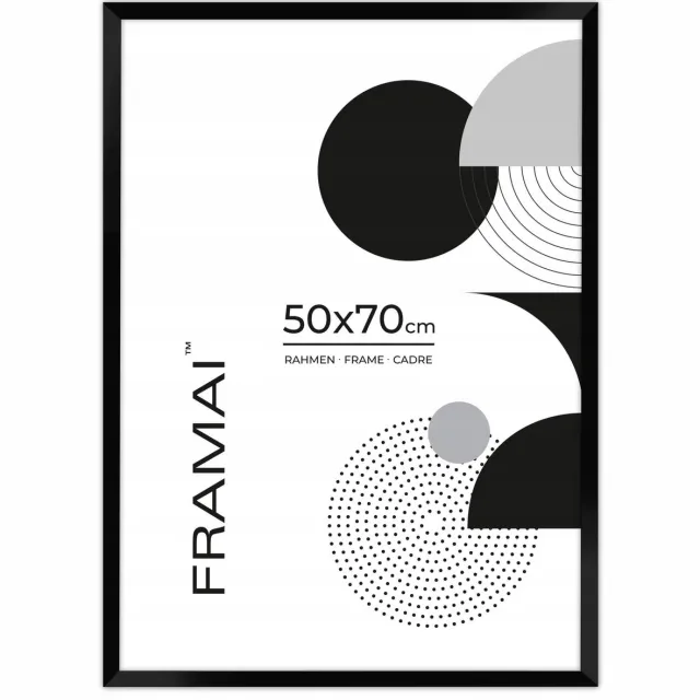FRAMAI Moderne zwarte fotolijst 50x70 cm - Eco MDF met plexiglas