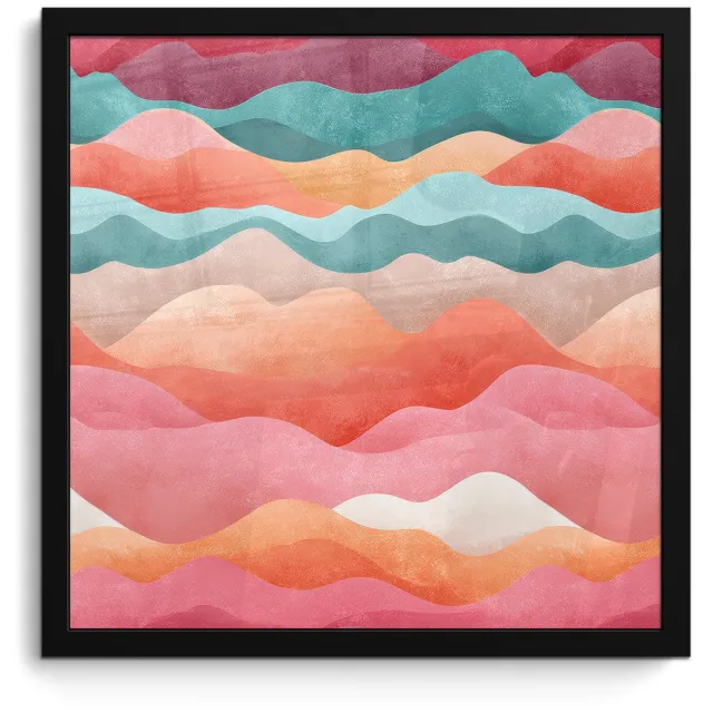 FrameYourWall Poster in lijst - Fotolijst 40x40 cm - Posters - Golven - Kleurrijk - Abstract - Posterlijst zwart - Decoratie - Wanddecoratie woonkamer - Muurdecoratie slaapkamer