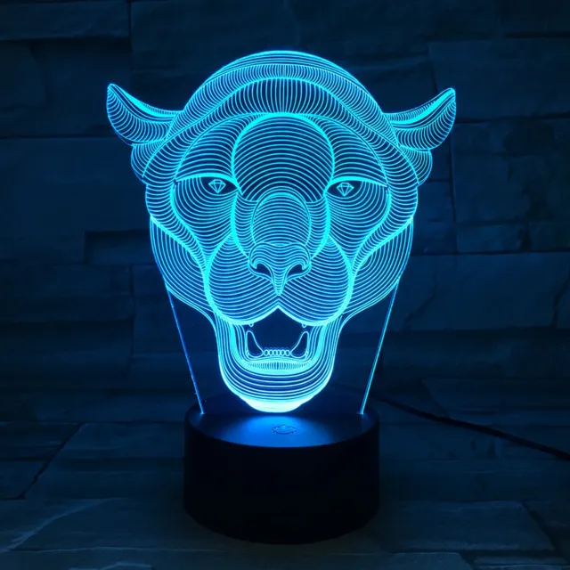 MC Living 3D Led Lamp Met Gravering - RGB 7 Kleuren - Panter