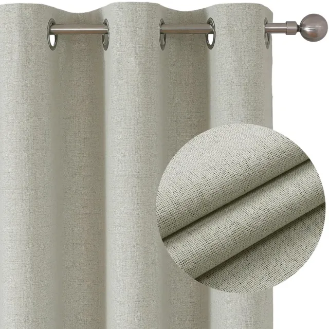 Joydeco Verduisteringsgordijnen - 100% verduistering - set van 2 - kunstlinnen - 140 cm breed Lichtbeige