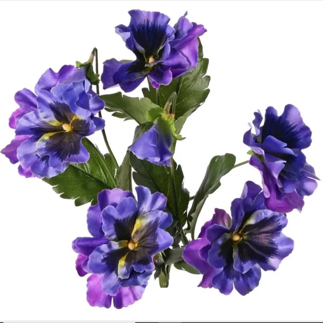 TopArt Vioolplantje (Viola) 5x vertakt met 5 bloemen, 2 bloemknoppen & 11 bladeren, 27 cm blauw
