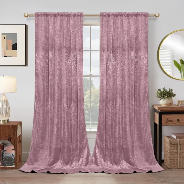 MUPOO Kant en Klaar Velours Gordijnen – Verduisterend, Warmte-Isolerend & Wasbaar – Kreukherstellend en Kleurvast – Dikke 2-Delige Set Voor Woonkamer en Slaapkamer – Roze 132×274 cm