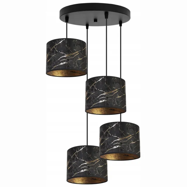 HOME LIGHT Light-Home Werona – Plafondlamp 4-lichts – Zwart – Goud – In hoogte verstelbaar Zwart met goud