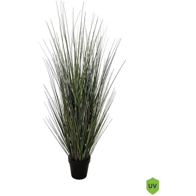 Kunstpalm Kunst Grasplant Deluxe | 90cm - Namaak grasplant - Kunstplanten voor buiten - Kunstplant gras Donkergroen
