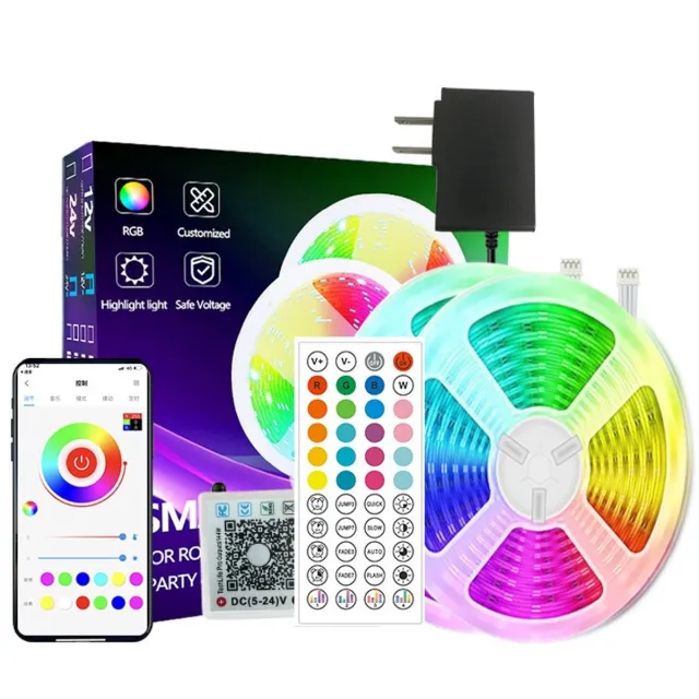 Inf 15m RGB LED Strip Licht Kit - EU Stekker, 44-Toetsen Afstandsbediening, Knipbaar, Ideaal voor Gaming Kamer & Slaapkamer Sfeer