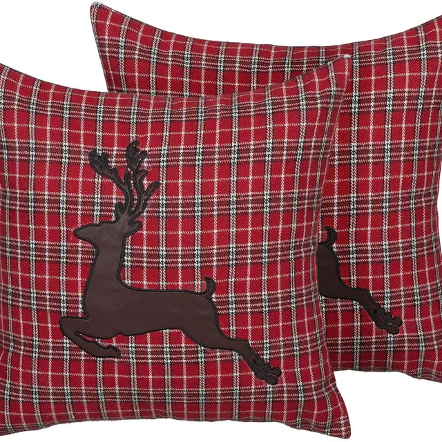 Beliani COMET - Sierkussen set van 2 - Donkerrood - 45 x 45 cm - Polyester