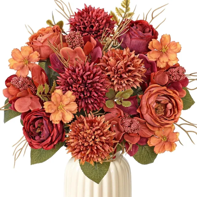 KZQ Kunstbloemen - Specificatie 32 cm - Kleur rood - Voor woonkamer slaapkamer hal kantoor of ontvangstruimte - Ontworpen als decoratief accent voor een verzorgde presentatie - Geschikt voor wand tafel plank vensterbank of seizoensdecoratie