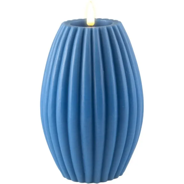 Deluxe Homeart LED Kaars Blue Stripe 10 x 15 cm Blauw