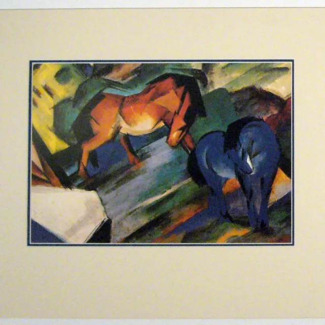 Catch Projecten Poster in dubbel passe-partout - Franz Marc - Rotes und Blaues Pferd - Kunst - 50 x 60 cm Kleur