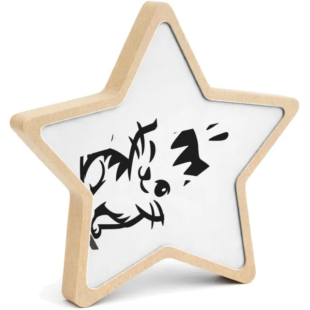 Mr Cadeautjes MDF fotolijst ster 14 x 13,5 - design Een compacte huisdierprint met een vriendelijke kat en een o | cadeau Wit
