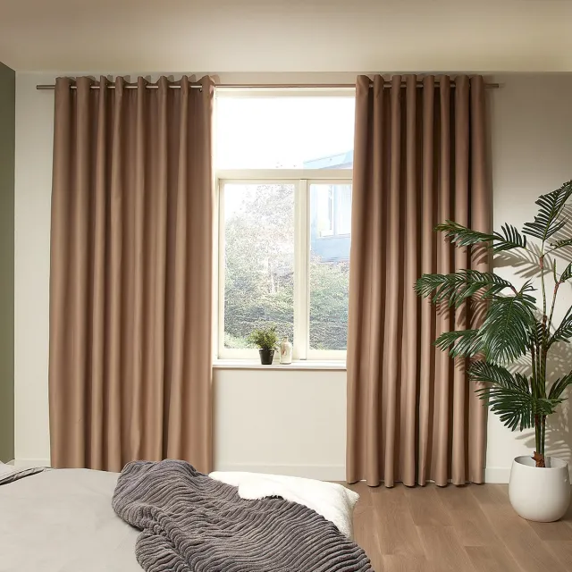 MESA LIVING Verduisterende Gordijnen - Taupe - Gordijnen kant en klaar Ringen - 300 x 250cm