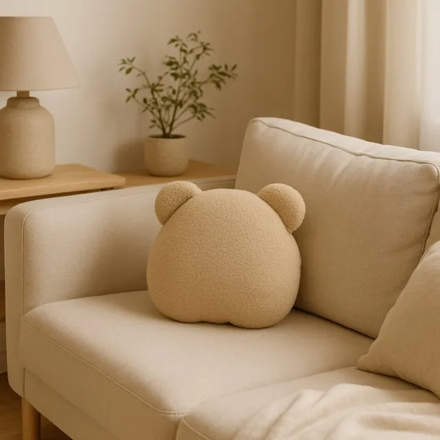Soosie Sierkussen Beer – Kussentje - Teddy Bouclé – 35×40 cm – Beige