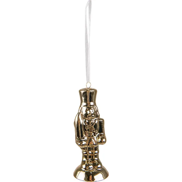 Clayre & Eef Kersthanger Notenkraker 10 cm Goudkleurig Porselein Kerstbal