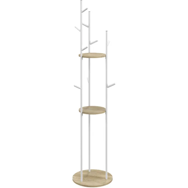 Homcom kapstok - Staal - 40x40x167cm - Wit