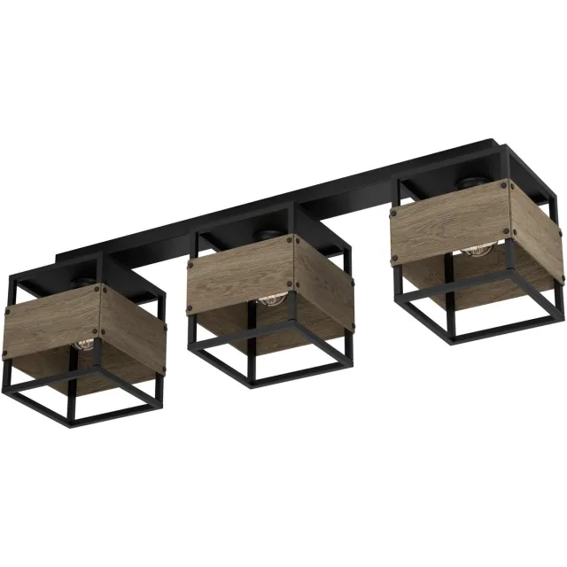 Eglo Evesham Plafondlamp - E27 - 87,5 cm - Zwart|Bruin - Staal|Hout Zwart;Bruin