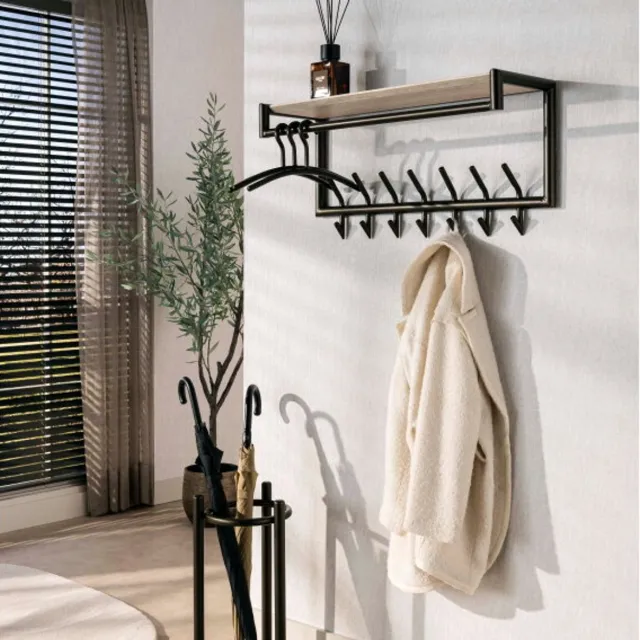 Meubelplaats Kapstok Terra roede-hoedenplank - Melamine travertine Naturel
