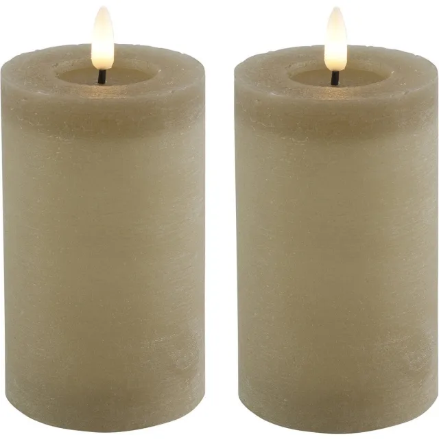 Countryfield Lyon LED kaarsen/stompkaarsen - 2x - beige - D7,5 x H12,5 cm - timer