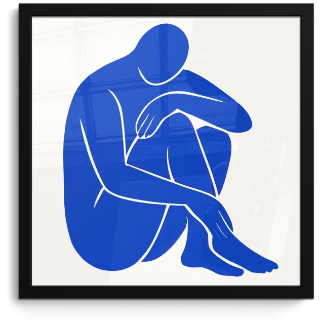 FrameYourWall Poster in lijst - Fotolijst 40x40 cm - Posters - Lichaam - Abstract - Blauw - Posterlijst zwart - Decoratie - Wanddecoratie woonkamer - Muurdecoratie slaapkamer