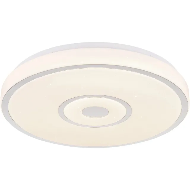 Globo LED plafondlamp wit Plafondlamp sterrenhemel effect Woonkamerlamp rond, metaal, 24W 1400Lm neutraal wit, DxH 38x6,5 cm