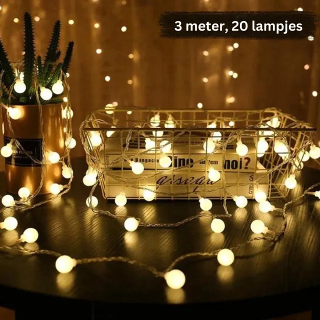Lumadi Lichtsnoer – 20 LED lampjes - 3 meter - Lichtslinger Binnen en Buiten – Fairy Lights - Warm Wit - Kleine lampjes