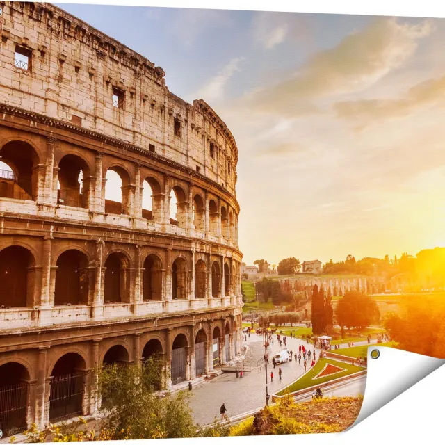 Gards Tuinposter Colosseum bij Zonsondergang in Ital�e - 100x80 cm - Tuindoek - Tuindecoratie - Wanddecoratie buiten - Tuinschilderij Multikleur