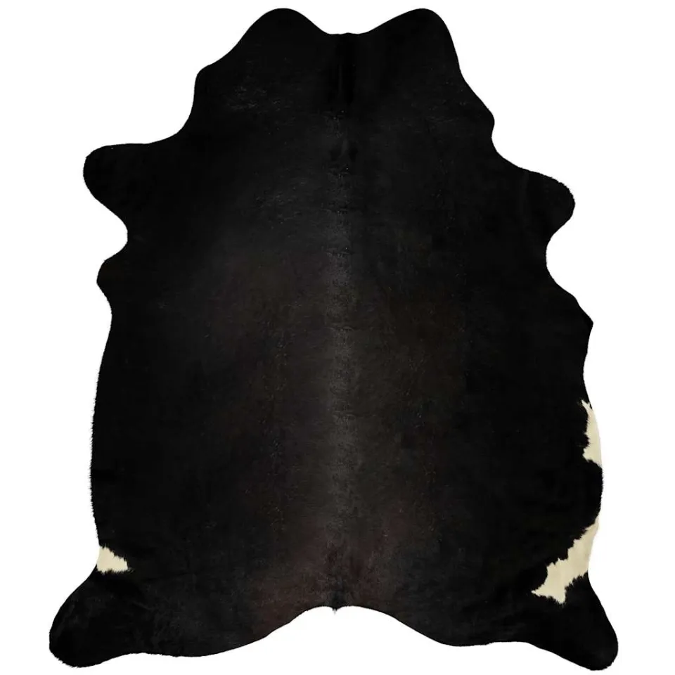vidaXL Vloerkleed 150x170 cm echte runderhuid zwart