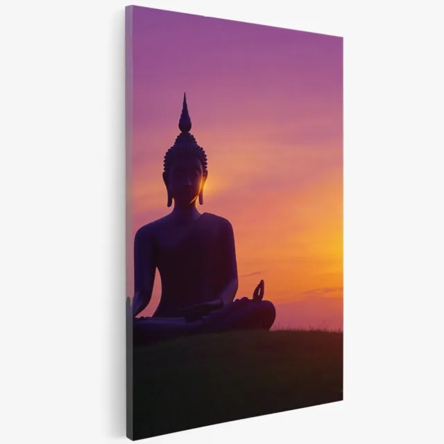 Saammp Canvas Schilderij - Boeddha - Zonsondergang - 30x45 - Foto op canvas - Wanddecoratie - Muurdecoratie Woonkamer - Canvas schilderijen Multicolor