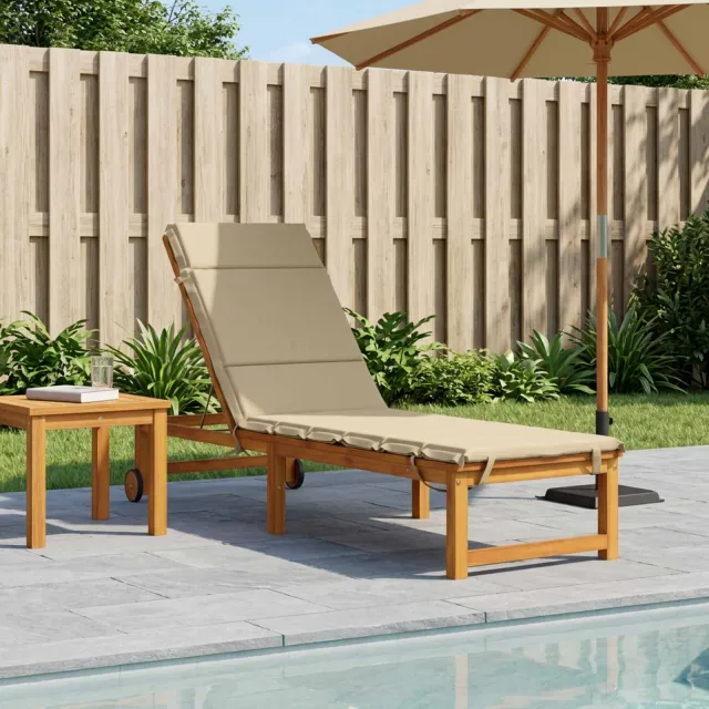 vidaXL Ligstoel Kussen GEMERT 100% Polyester Beige 200 x 50 x 3 cm