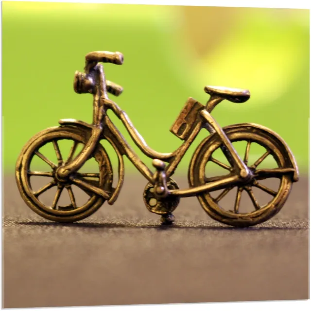 KuijsFotoprint Acrylglas - Gouden Mini Fiets op Groen Achtergrond - 80x80cm Foto op Acrylglas (Met Ophangsysteem)