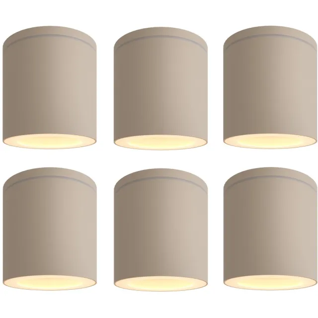 LEDVION 6 stuks LED opbouwspot IP54 beige GU10 fitting zonder lichtbron