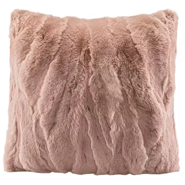 ilgi collection Gevuld sierkussen met golvende pluche structuur – Poederroze – 45 x 45 cm