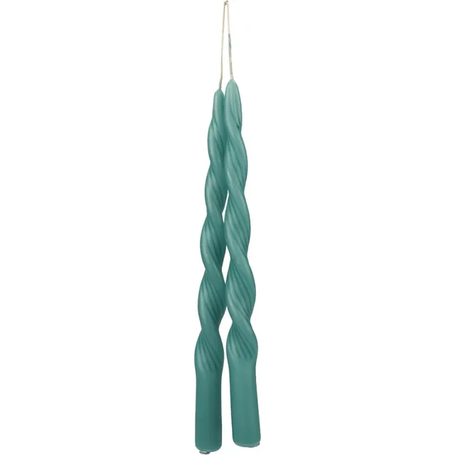 Branded by Dinerkaarsen - twisted - turquoise - met een randje - blauw - groen - gedraaid - 2,2x30cm