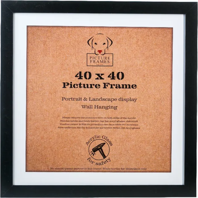Picture Frame UK Fotolijst Fotomaat 40x40 cm - MDF Hout - Zwart - Fotokader - 28mm profielbreedte - Posterlijst