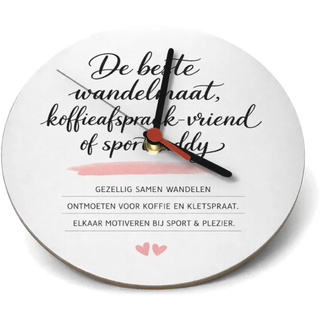 Mr Cadeautjes Klok rond Ø 19 - design Een minimalistische quote-print rond vriendschap buiten het | cadeau Wit